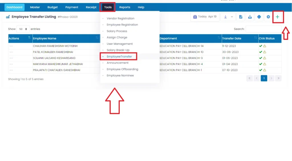 Case Transfer in Praisa Software