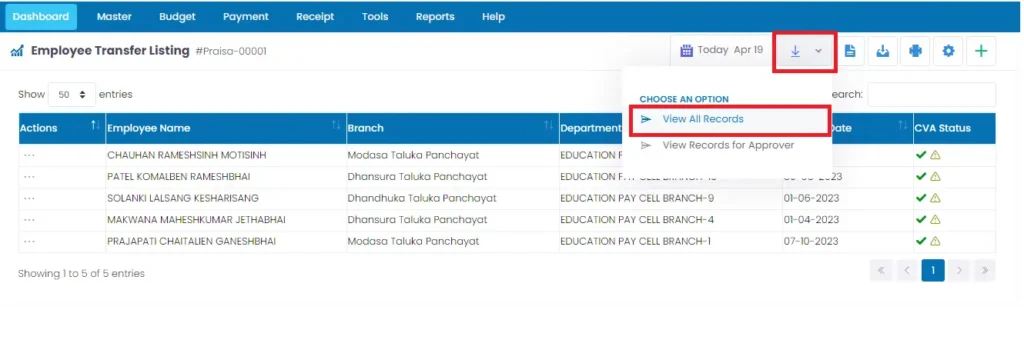 Case Transfer in Praisa Software