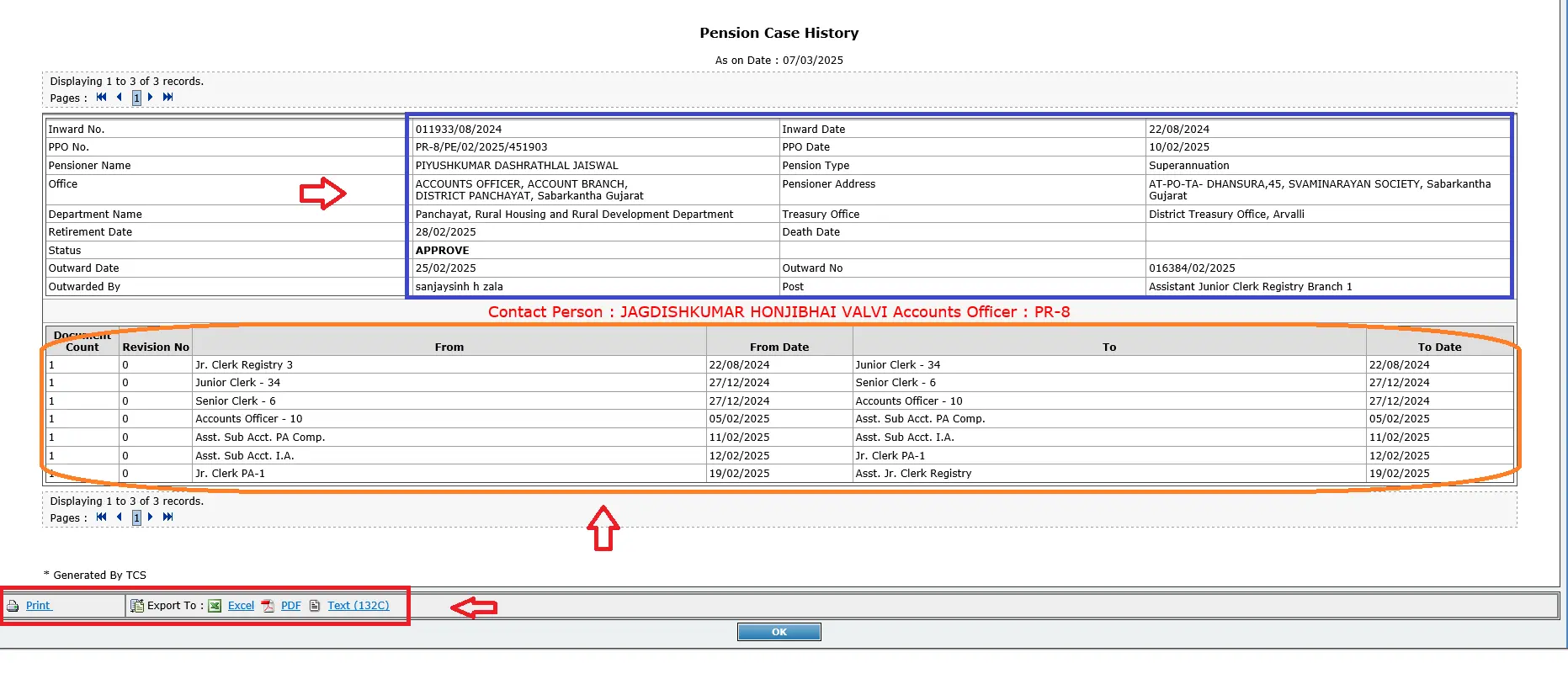 check pension case status in ifms